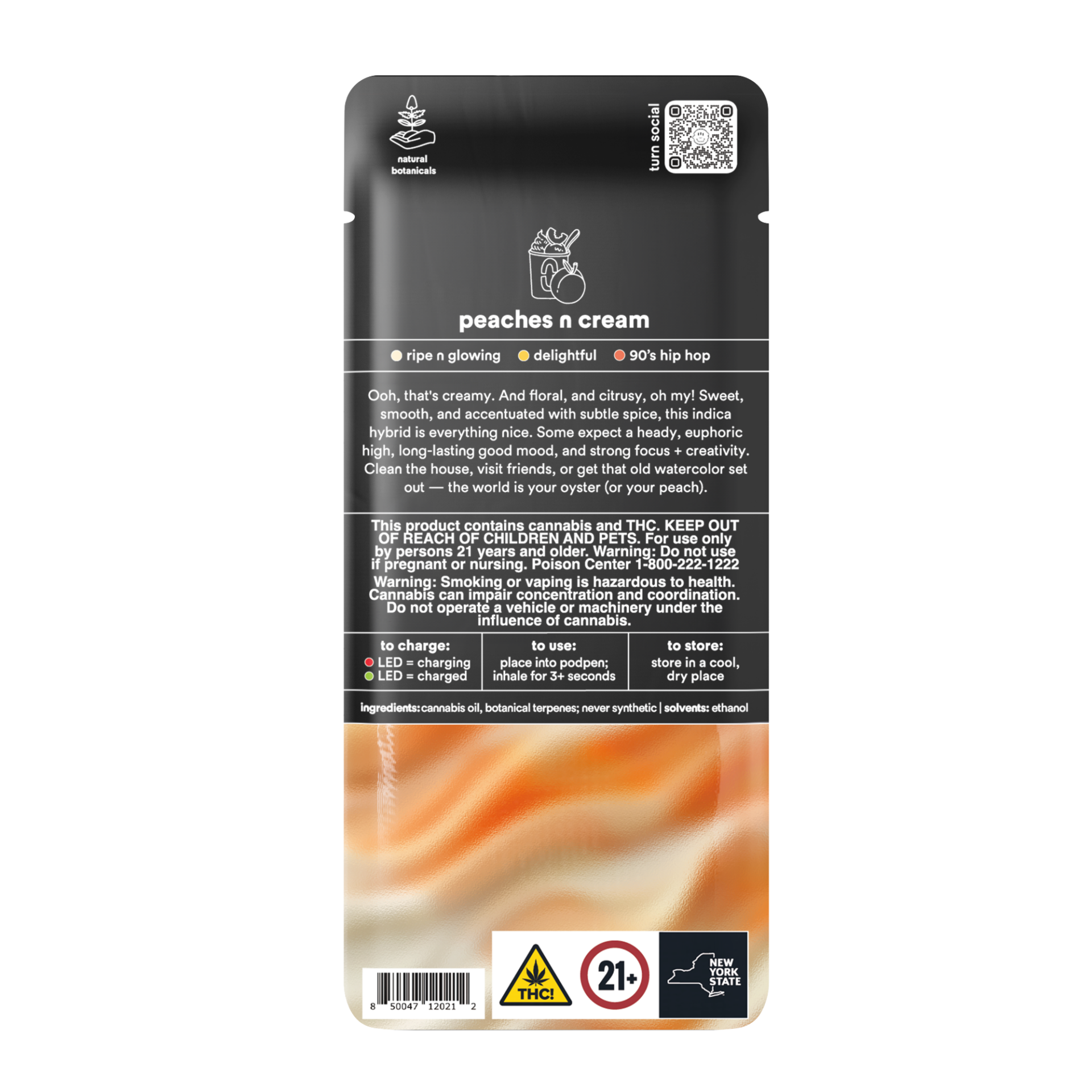 TURN Peaches N Cream Vape Pods (Hybrid Indica) 93.23% {1g}