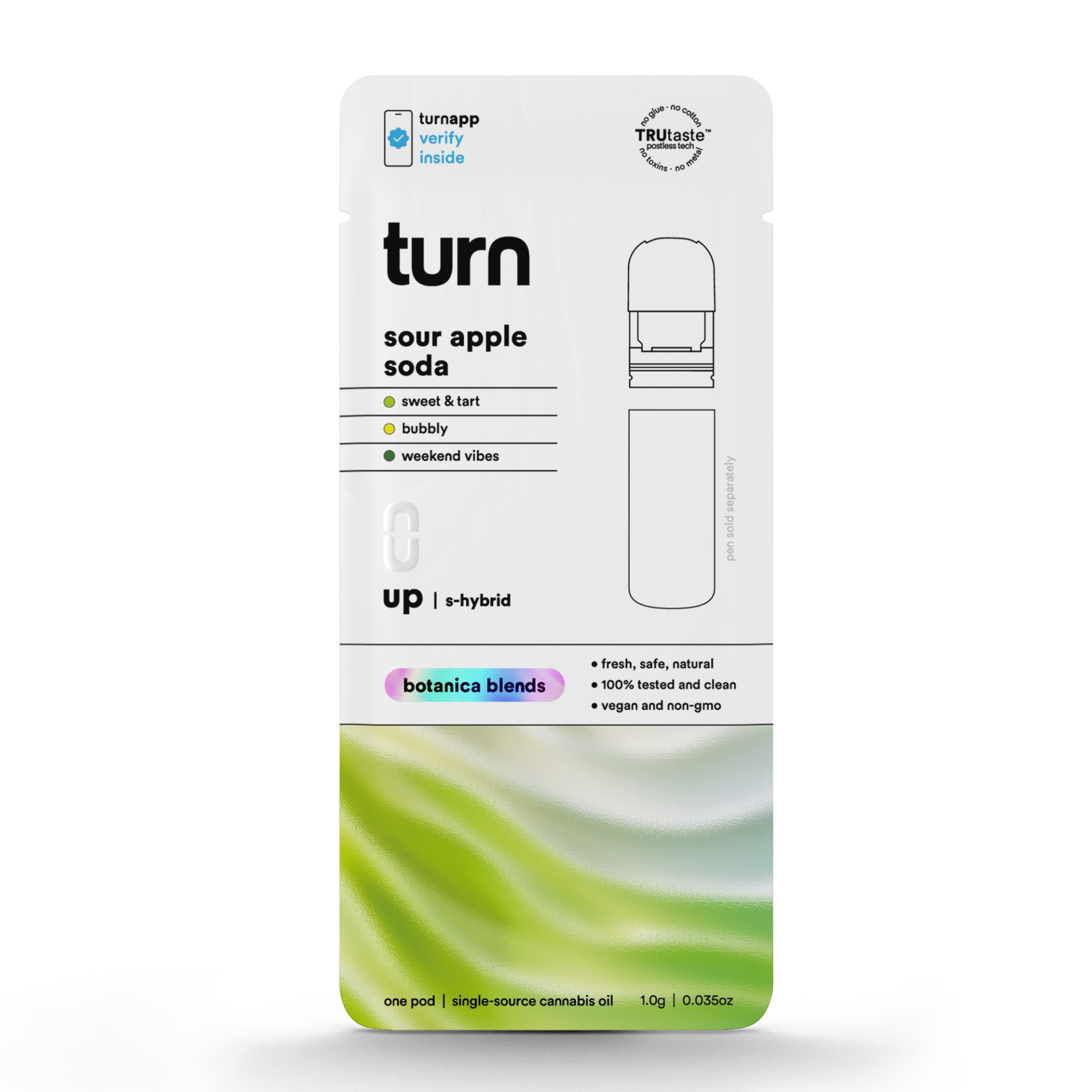 TURN Sour Apple Soda Vape Pods  (Hybrid Sativa) 91.27% {1g}