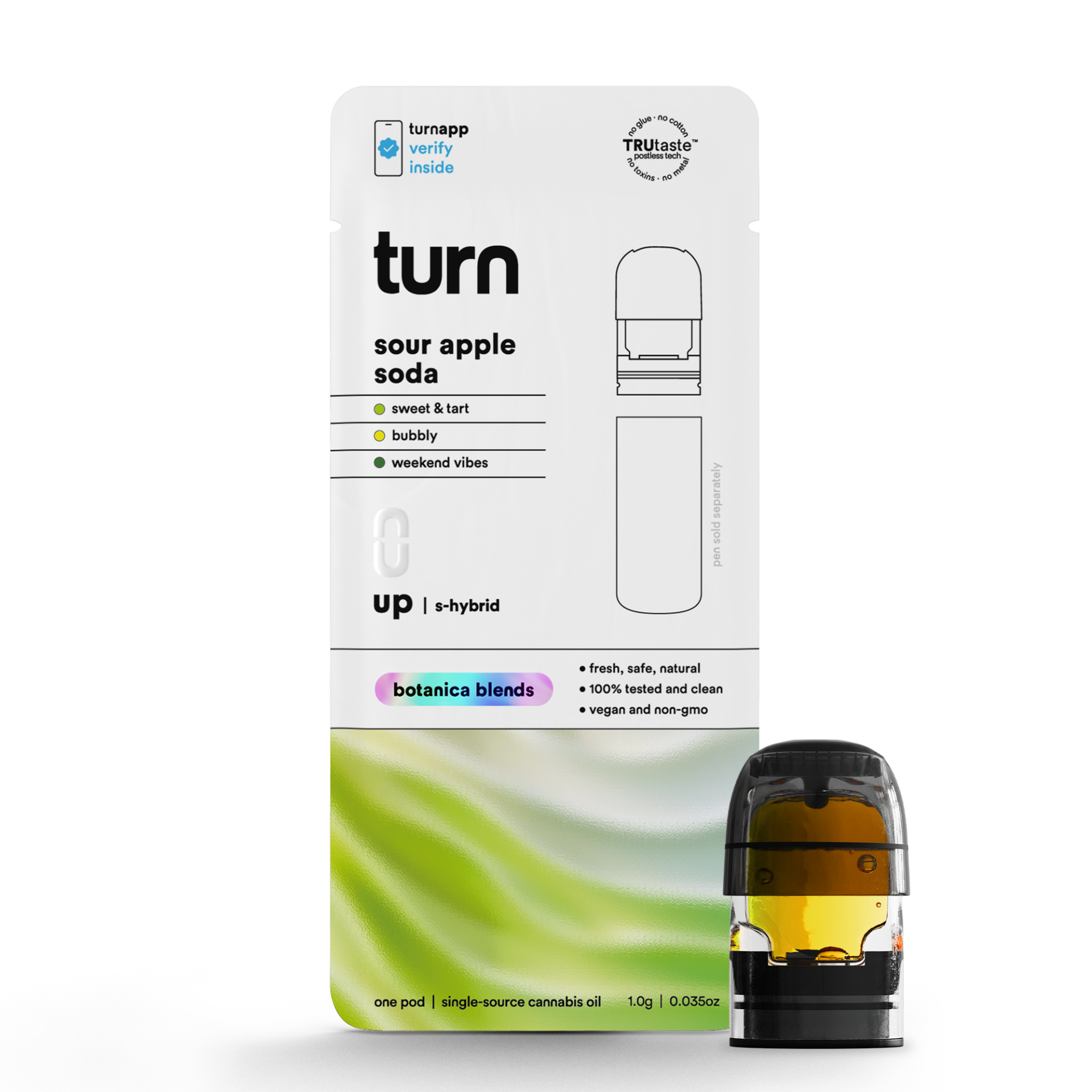 TURN Sour Apple Soda Vape Pods  (Hybrid Sativa) 91.27% {1g}