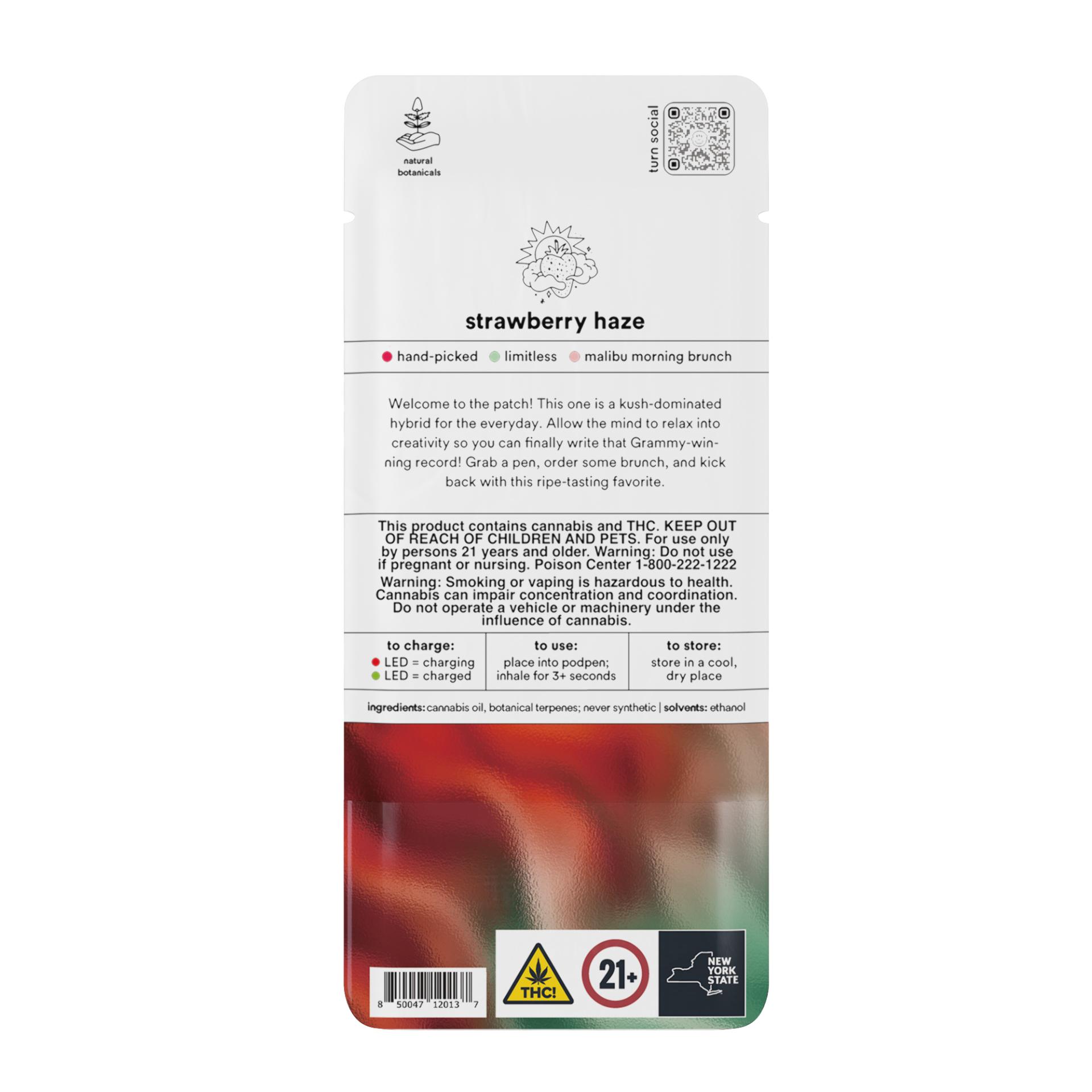 TURN Strawberry Haze Botanica Blends Vape Pods  (Sativa) 91.73% {1g}