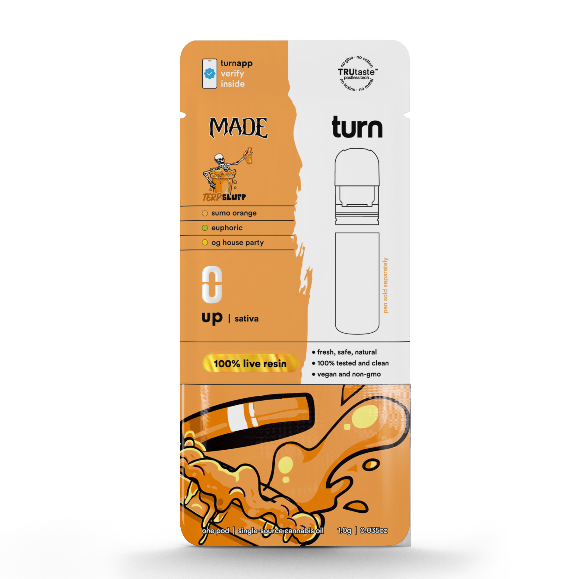 TURN Terp Slurp Live Resin Vape Pods  (Sativa) 77% {1g}