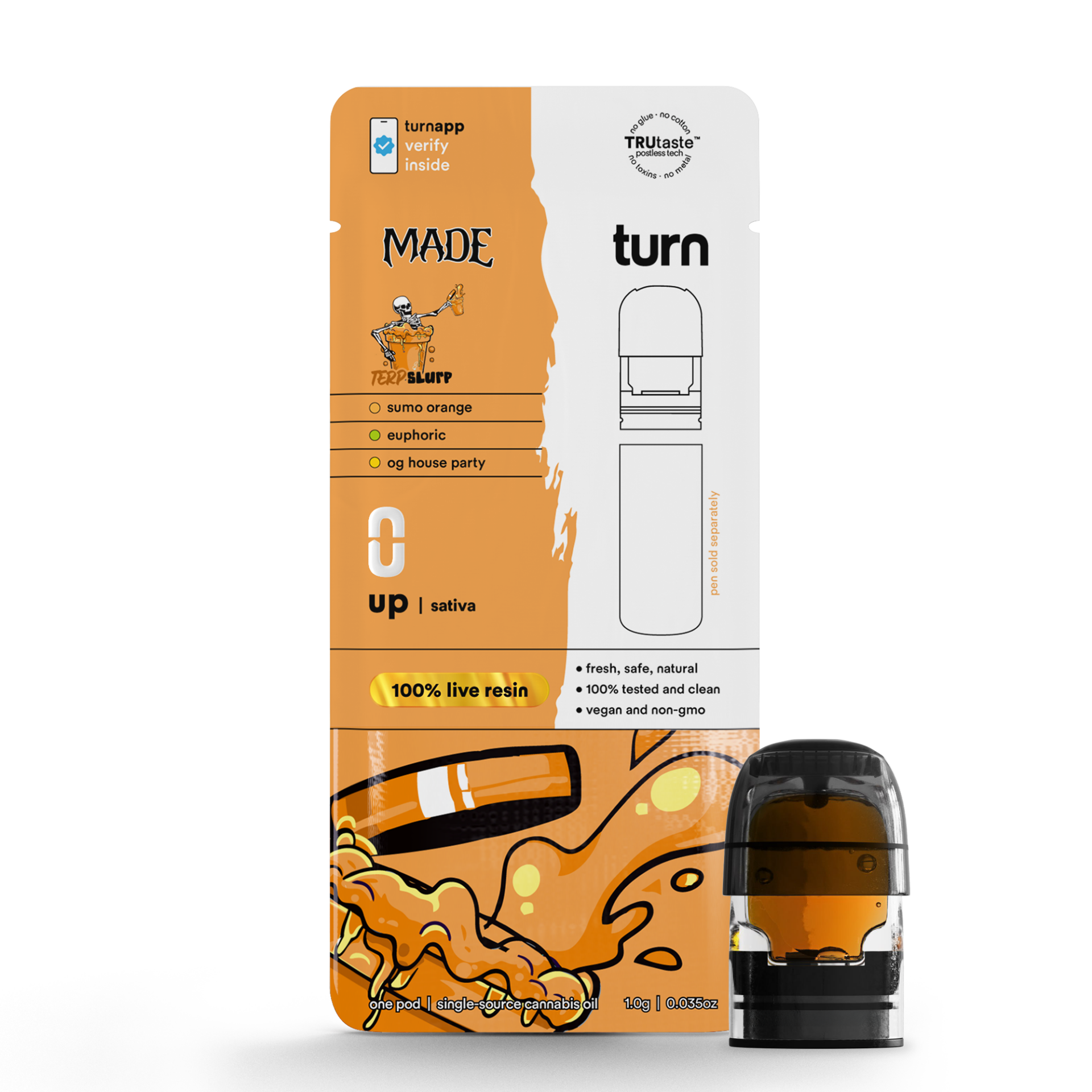 TURN Terp Slurp Live Resin Vape Pods  (Sativa) 77% {1g}