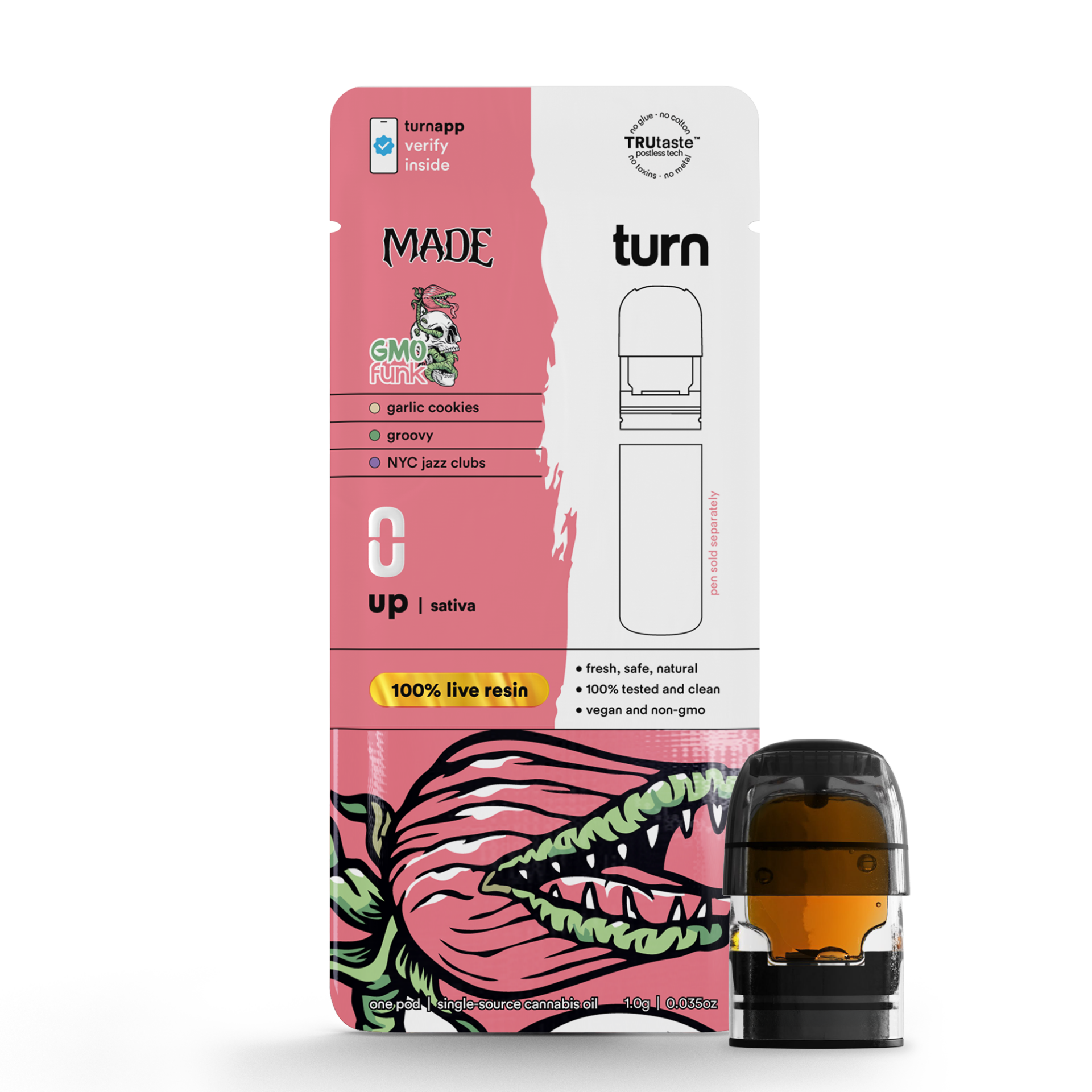 TURN GMO Funk Live Resin Vape Pods  (Sativa) 71.94% {1g}