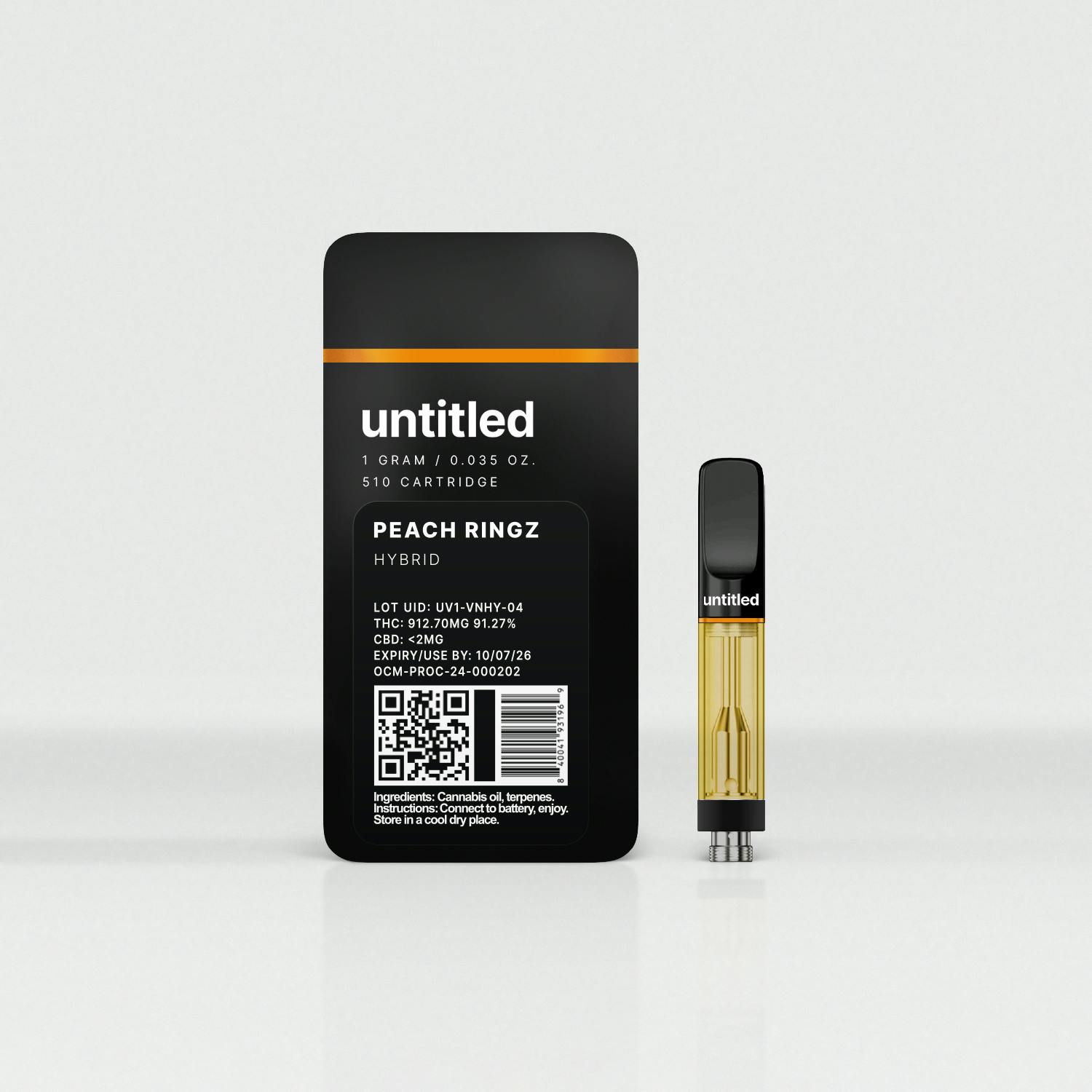 Untitled Peach Ringz Threaded Vape Cartridges (Hybrid) 91% {1g}