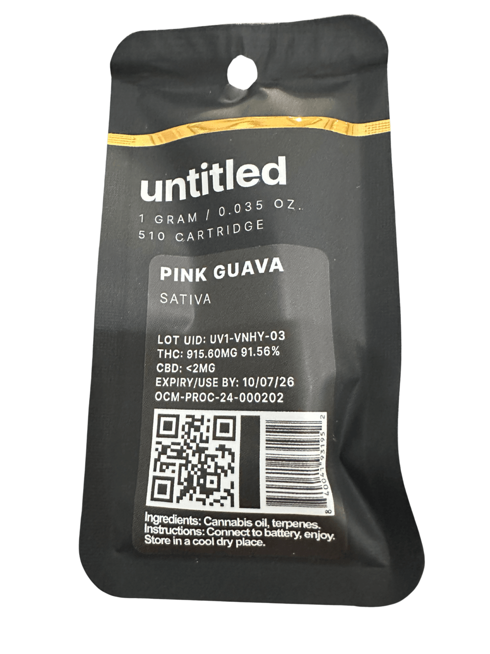 Untitled Pink Guava Threaded Vape Cartridges  (Sativa) 91% {1g}