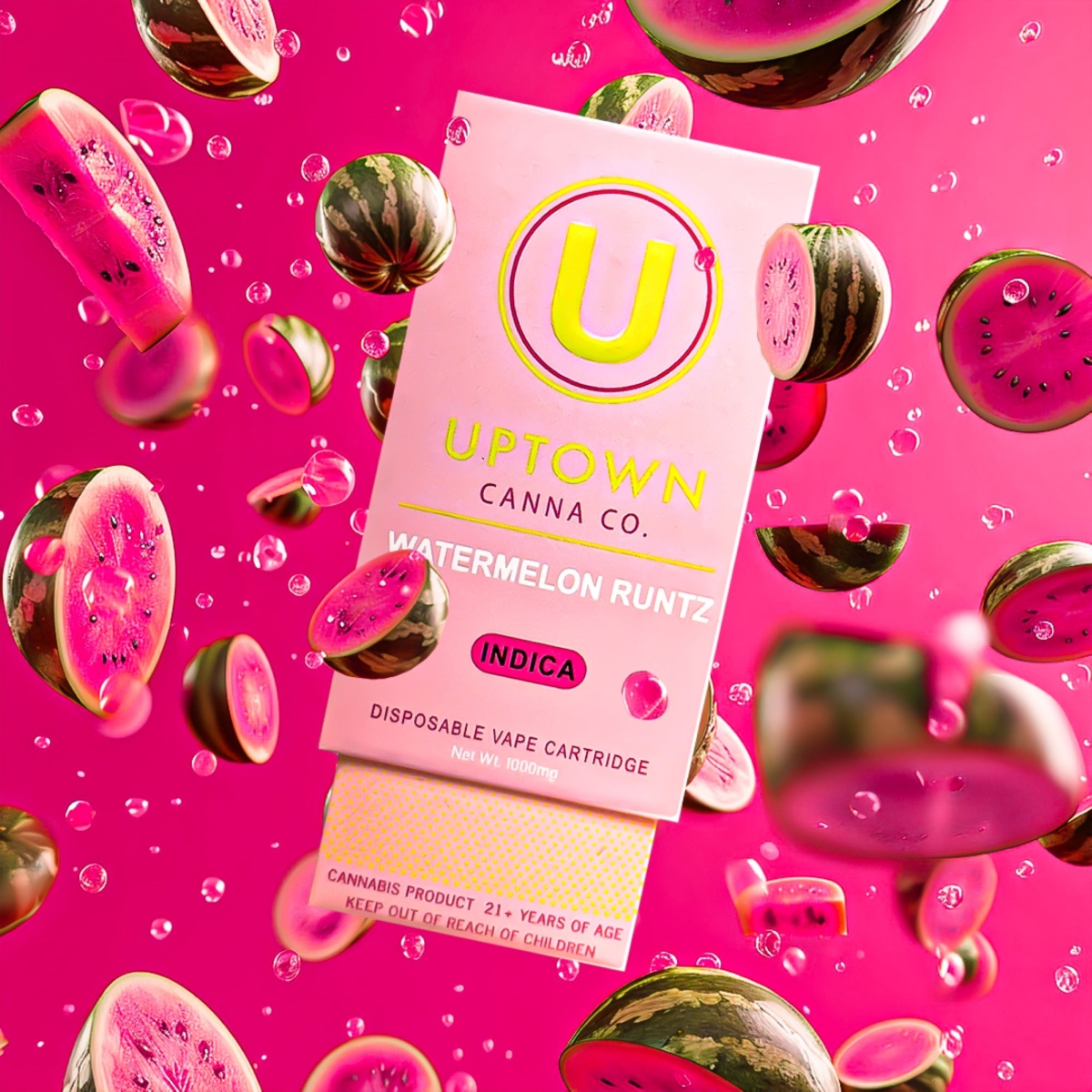 Uptown Canna Co. Watermelon All-In-One Vapes  (Indica) 85% {1g}