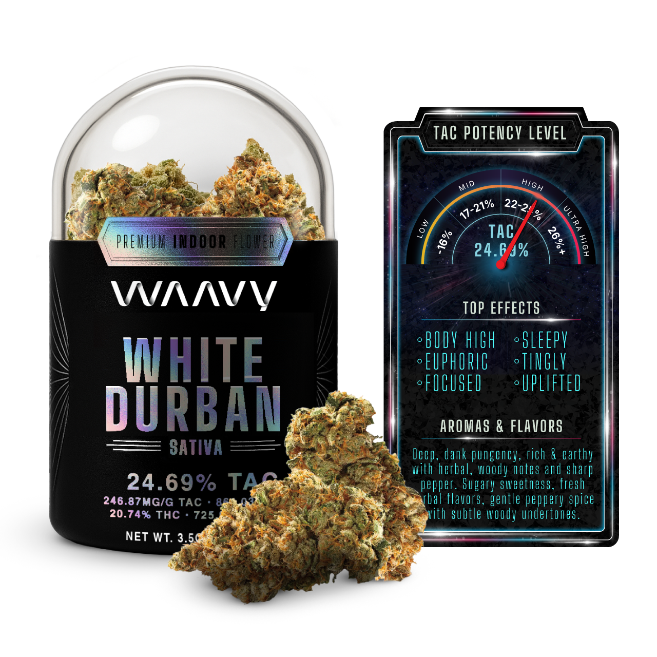 WAAVY White Durban Flower  (Sativa) 24% {3.5g}